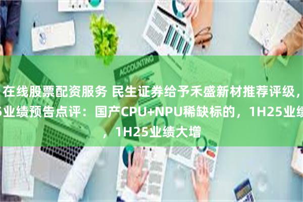 在线股票配资服务 民生证券给予禾盛新材推荐评级，1H25业绩预告点评：国产CPU+NPU稀缺标的，1H25业绩大增