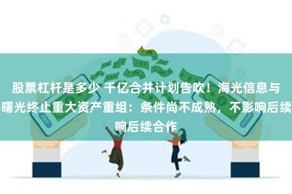 股票杠杆是多少 千亿合并计划告吹!海光信息与中科曙光终止重大资产重组:条件尚不成熟,不影响后续合作