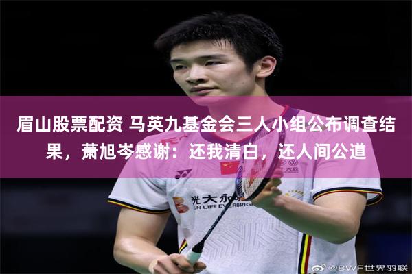 眉山股票配资 马英九基金会三人小组公布调查结果，萧旭岑感谢：还我清白，还人间公道