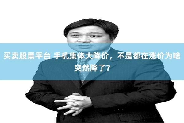 买卖股票平台 手机集体大降价，不是都在涨价为啥突然降了？