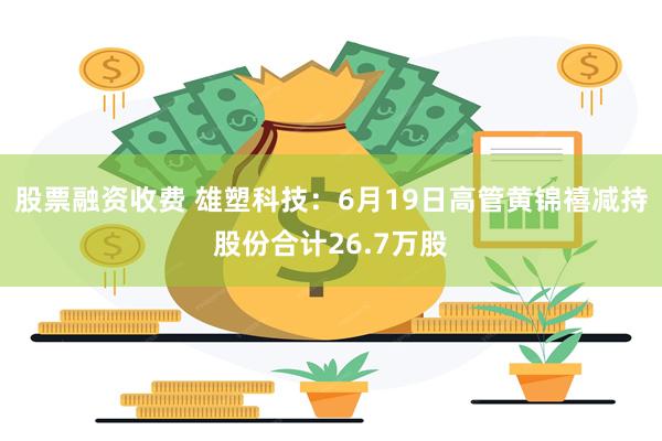 股票融资收费 雄塑科技：6月19日高管黄锦禧减持股份合计26.7万股