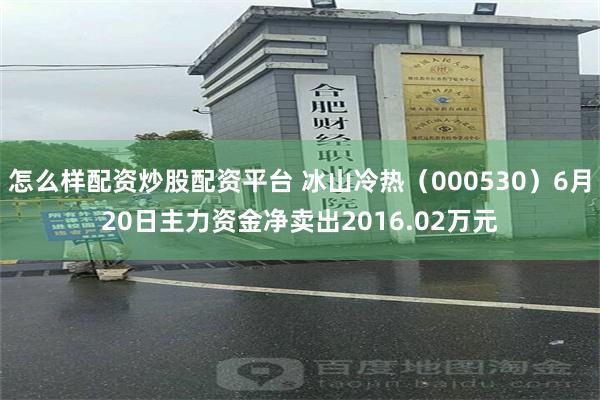 怎么样配资炒股配资平台 冰山冷热（000530）6月20日主力资金净卖出2016.02万元