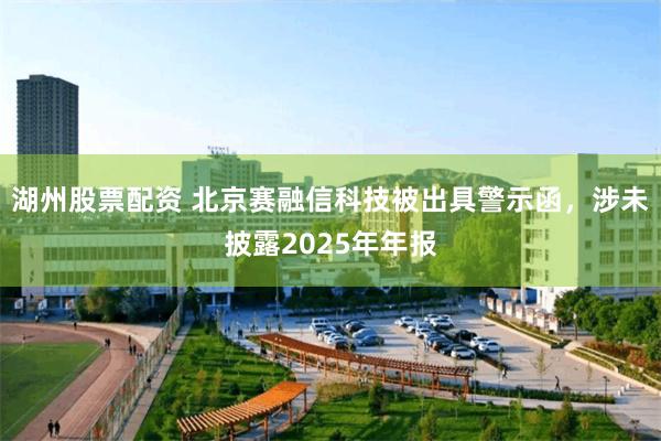 湖州股票配资 北京赛融信科技被出具警示函,涉未披露2025年年报