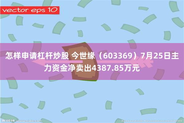 怎样申请杠杆炒股 今世缘(603369)7月25日主力资金净卖出4387.85万元