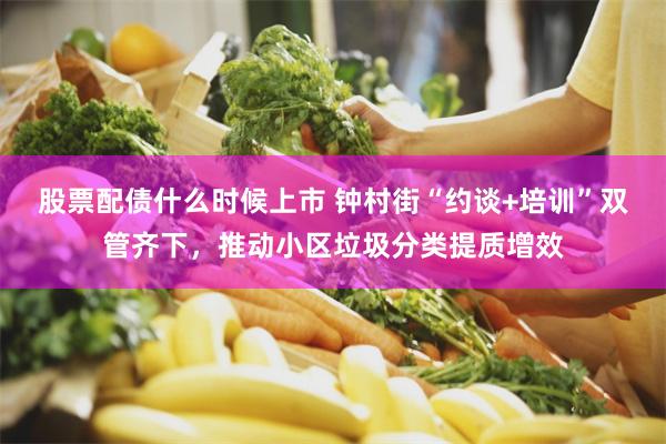 股票配债什么时候上市 钟村街“约谈+培训”双管齐下，推动小区垃圾分类提质增效