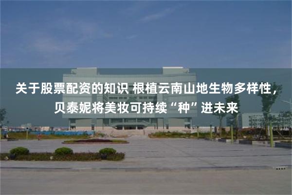 关于股票配资的知识 根植云南山地生物多样性,贝泰妮将美妆可持续“种”进未来